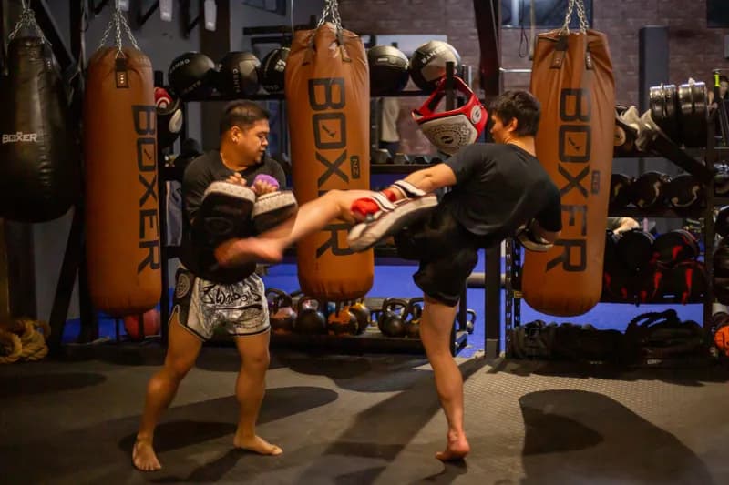Muay Thai training session at Industrial Fitness