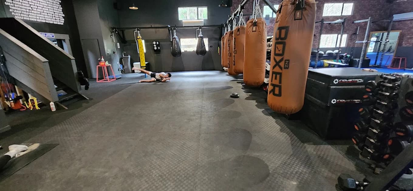 Boxing and conditioning area inside the Industrial Fitness gym in Queenstown at 17 Repco Boulevard